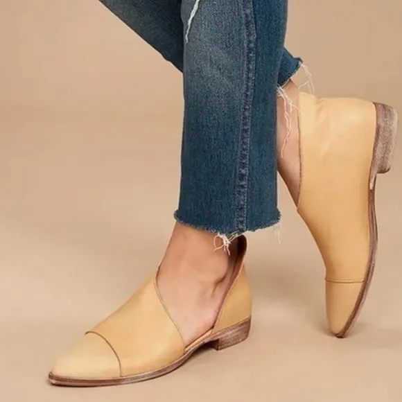 Free People Royale Flat Shoes D’Orsay Leather Pointed Slip On Cut Out Yellow 6