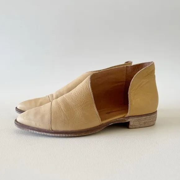Free People Royale Flat Shoes D’Orsay Leather Pointed Slip On Cut Out Yellow 6