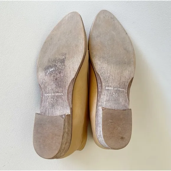 Free People Royale Flat Shoes D’Orsay Leather Pointed Slip On Cut Out Yellow 6