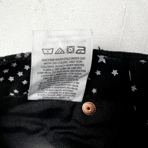 Free People Wrangler Star Print Wide Flare Jeans Western Corduroy Pockets 28x32