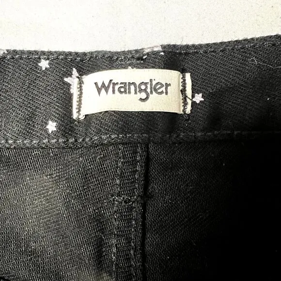 Free People Wrangler Star Print Wide Flare Jeans Western Corduroy Pockets 28x32