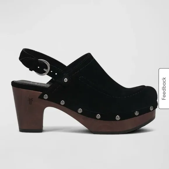 Frye Black Studded Mules with Platform Sole (Jessica Slingback)