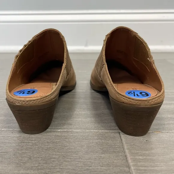 Frye Roxie Mule Shoe South Western Cowboy Boho Stacked Heel Retro Tan 6.5