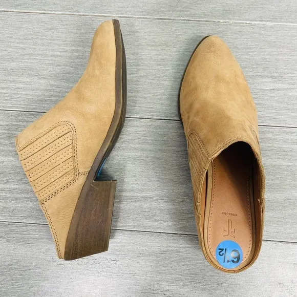 Frye Roxie Mule Shoe South Western Cowboy Boho Stacked Heel Retro Tan 6.5