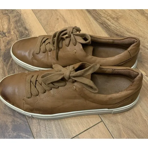 Frye Sneakers Brown Leather Lace Up Shoes Mens 8.5 Made In The USA retail $178
