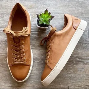 Frye Sneakers Brown Leather Lace Up Shoes Mens 8.5 Made In The USA retail $178