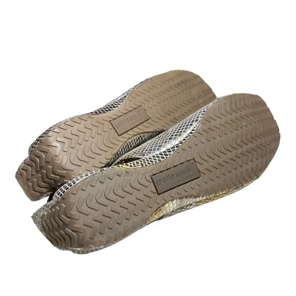 Gentle Souls It’s So Fun Gold Metallic Animal Embossed Leather Shoes 8.5M