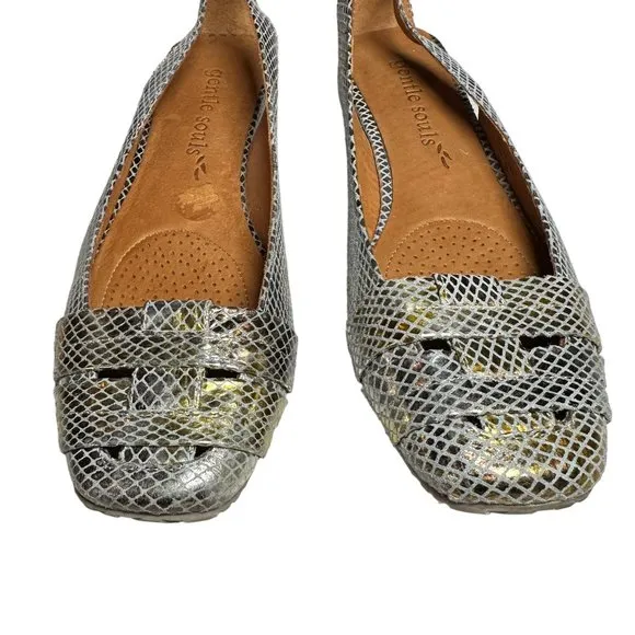 Gentle Souls It’s So Fun Gold Metallic Animal Embossed Leather Shoes 8.5M