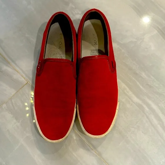 Geocache Red Suede shoes