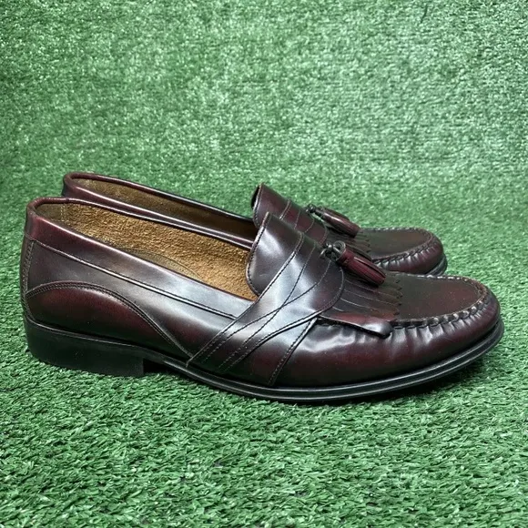 GH Bass &amp; Co. Weejuns Shoes Men Burgundy Tassel Loafers Leather Casual Size 12