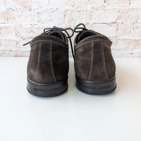 Giorgio Armani Brown Oxfords Premium Suede Elegance Men's Boots
