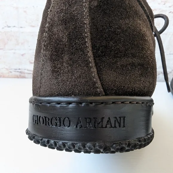 Giorgio Armani Brown Oxfords Premium Suede Elegance Men's Boots