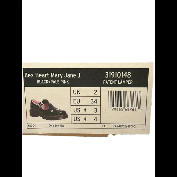 Girl's Dress Shoes Dr. Martens Kids' Bex Heart T-Bar Mary Jane BRAND NEW SIZE 3