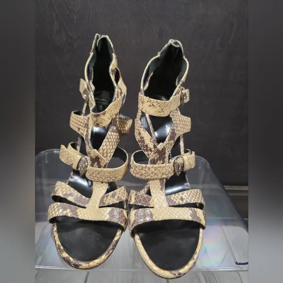 Giuseppe Zanotti Faux Snakeskin Gladiator Heels | Size 9 | Y2K Glamcore Edge