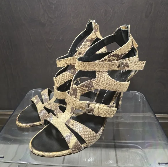 Giuseppe Zanotti Faux Snakeskin Gladiator Heels | Size 9 | Y2K Glamcore Edge