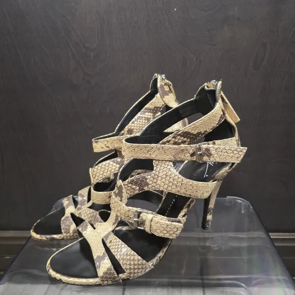 Giuseppe Zanotti Faux Snakeskin Gladiator Heels | Size 9 | Y2K Glamcore Edge