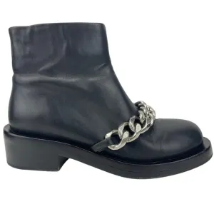 GIVENCHY Womens FR(36) US(6)Leather Chain Moto Combat Ankle Zip Boot‎ Goth Punk