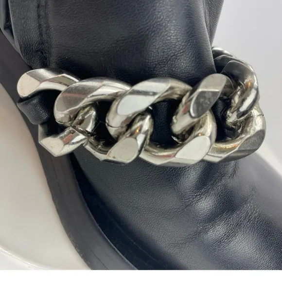 GIVENCHY Womens FR(36) US(6)Leather Chain Moto Combat Ankle Zip Boot‎ Goth Punk