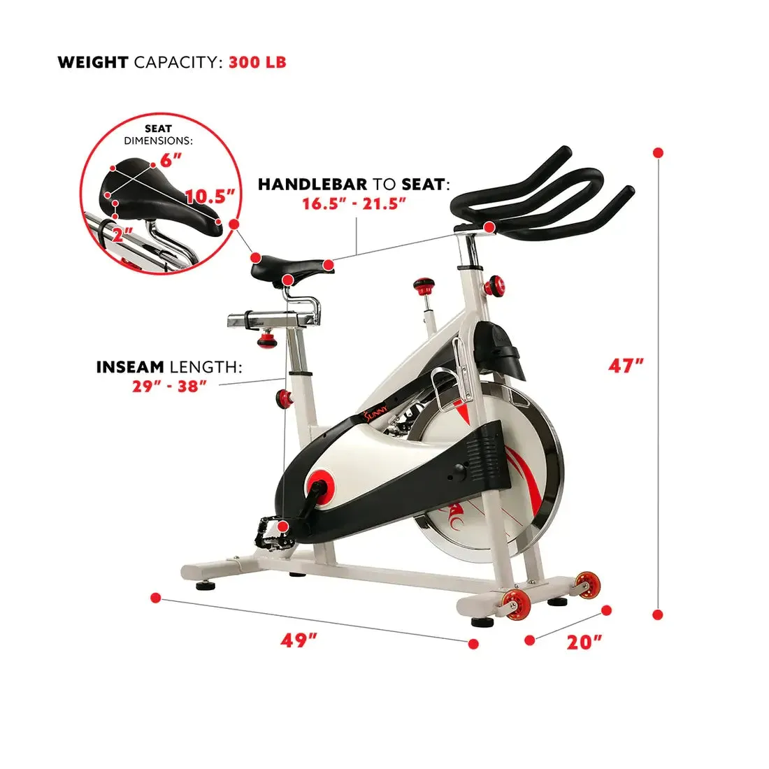 GP Pro Sun Premium Cycling Exercise Bike Indoor Fitness Belt Drive Clipless Pedal - Lifetime warranty*