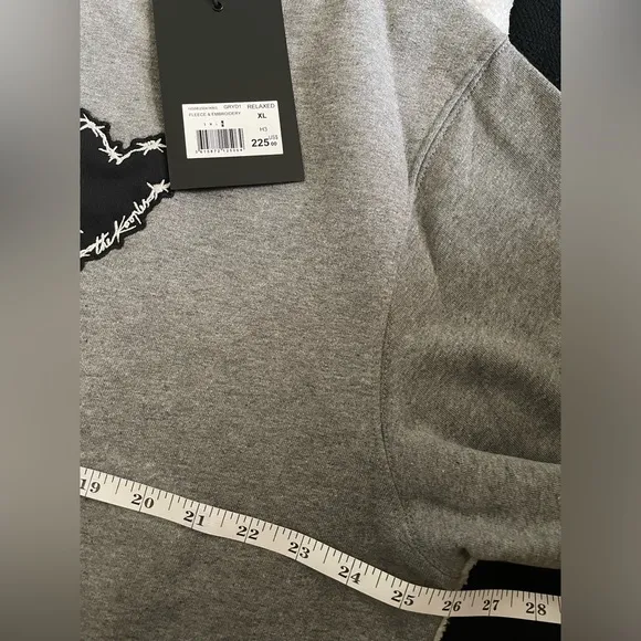 GRAY COTTON SWEATSHIRT WITH EMBROIDERED Barbed wire HEART The Kooples