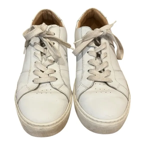 Greats white handcrafted full grain leather minimalist sneakers size 9