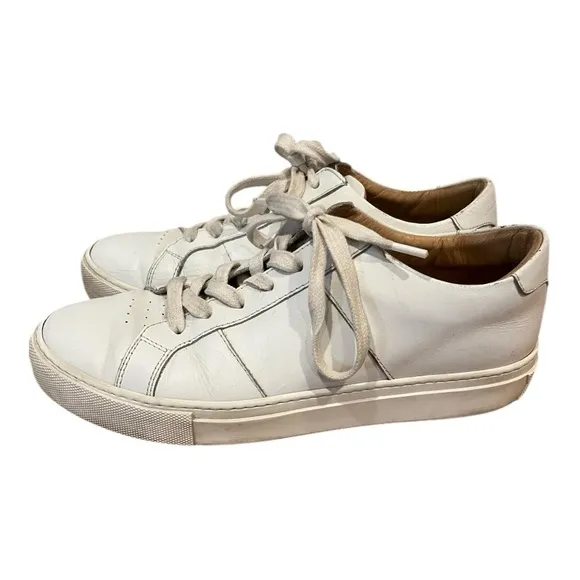 Greats white handcrafted full grain leather minimalist sneakers size 9