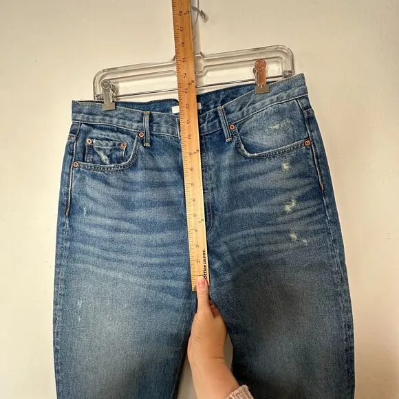 GRLFRND Natalia The Letter High Rise Slim Button Fly split-Ankle Raw Hem 30