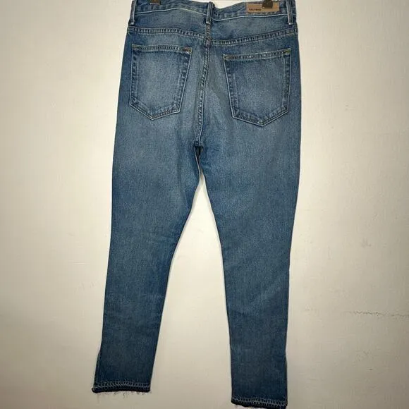GRLFRND Natalia The Letter High Rise Slim Button Fly split-Ankle Raw Hem 30