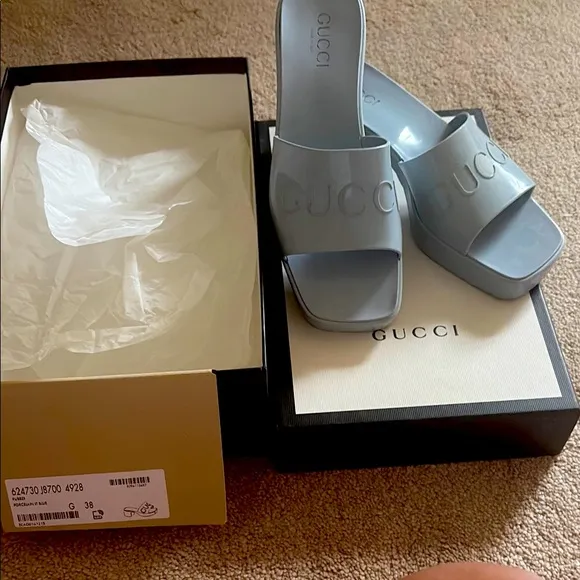 Gucci Blue Mules Minimalist Design