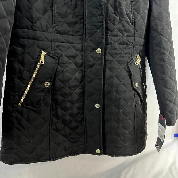 Halitech Hooded Quilted Winter Jacket-Sherpa- Black - Women size Large-NEW