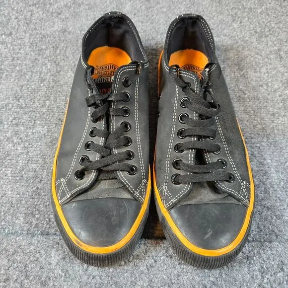 Harley-Davidson Gray Canvas Sneakers with Orange Trim Casual Athletic Shoes 10