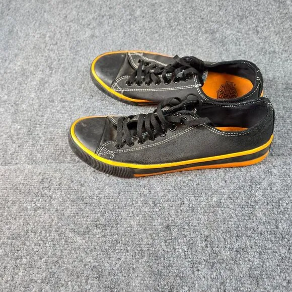 Harley-Davidson Gray Canvas Sneakers with Orange Trim Casual Athletic Shoes 10