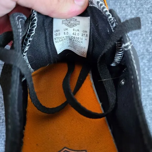Harley-Davidson Gray Canvas Sneakers with Orange Trim Casual Athletic Shoes 10