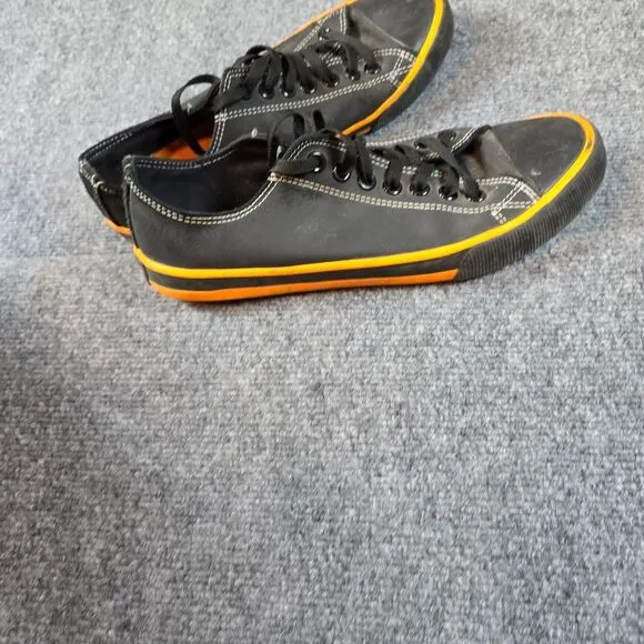 Harley-Davidson Gray Canvas Sneakers with Orange Trim Casual Athletic Shoes 10