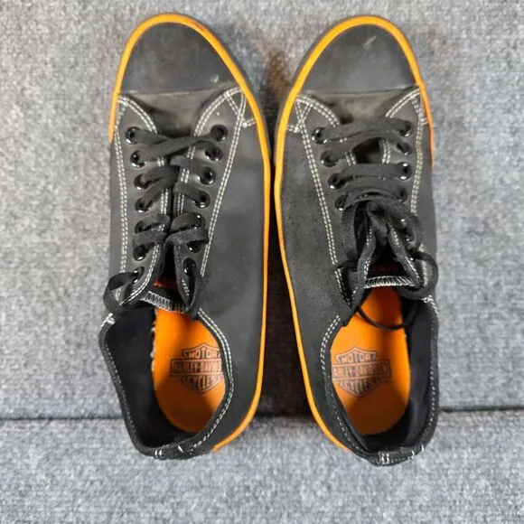 Harley-Davidson Gray Canvas Sneakers with Orange Trim Casual Athletic Shoes 10