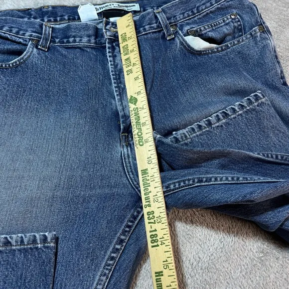 Harley Davidson Jeans Mens Size 40x30 Straight Leg Denim Blue Casual Moto Biker