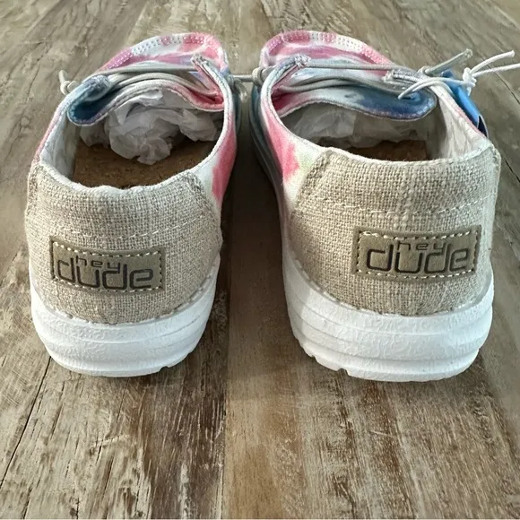 Hey Dude Kids Shoes Wendy Youth Tie Dye Shoes SZ K12 Pastel Casual NWT