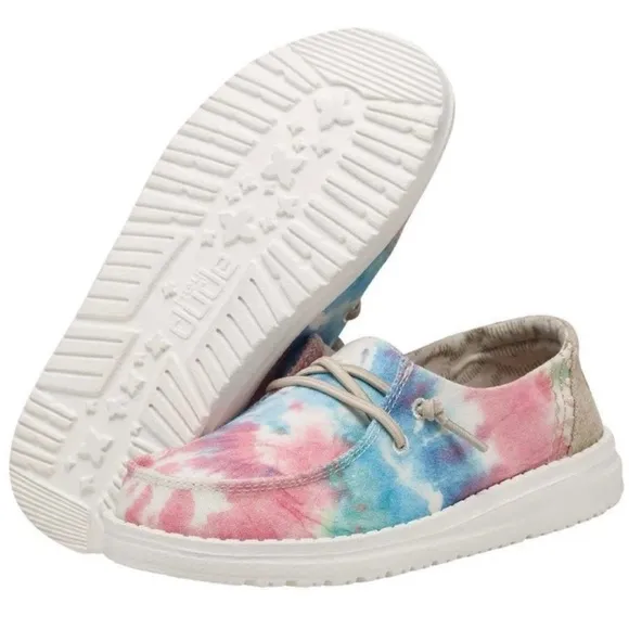 Hey Dude Kids Shoes Wendy Youth Tie Dye Shoes SZ K12 Pastel Casual NWT
