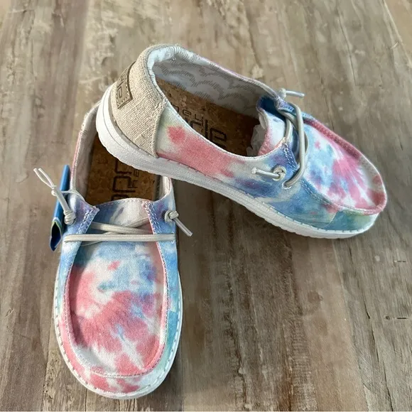 Hey Dude Kids Shoes Wendy Youth Tie Dye Shoes SZ K12 Pastel Casual NWT