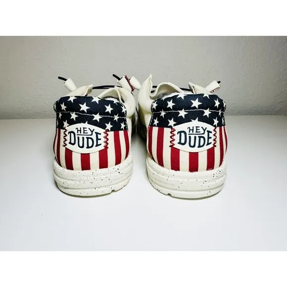 HEYDUDE Wally Americana Off White Slip On Loafer Shoes Men's 13 *NEW*