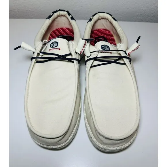 HEYDUDE Wally Americana Off White Slip On Loafer Shoes Men's 13 *NEW*