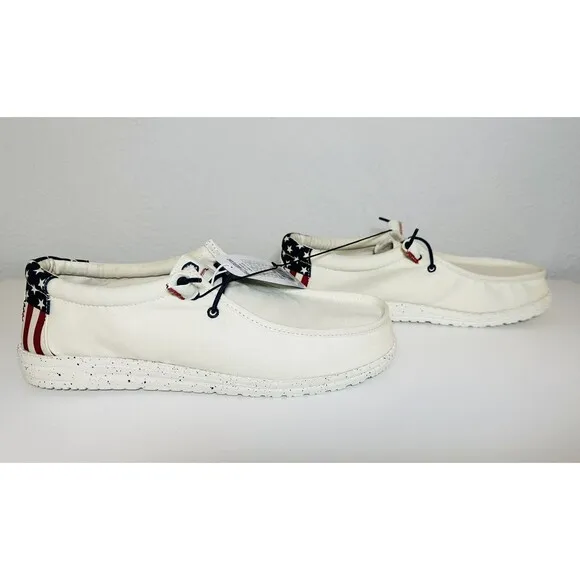HEYDUDE Wally Americana Off White Slip On Loafer Shoes Men's 13 *NEW*