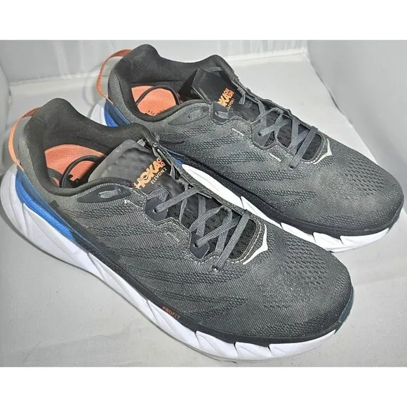 Hoka Men's One ProFly Elevon 2 Grey/Blue/White/Orange Sneakers Size 11.5