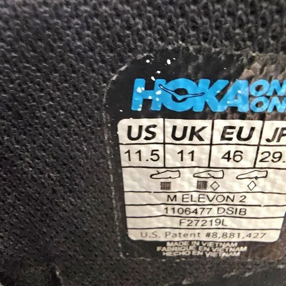 Hoka Men's One ProFly Elevon 2 Grey/Blue/White/Orange Sneakers Size 11.5