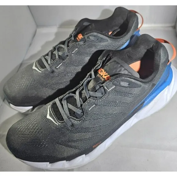 Hoka Men's One ProFly Elevon 2 Grey/Blue/White/Orange Sneakers Size 11.5
