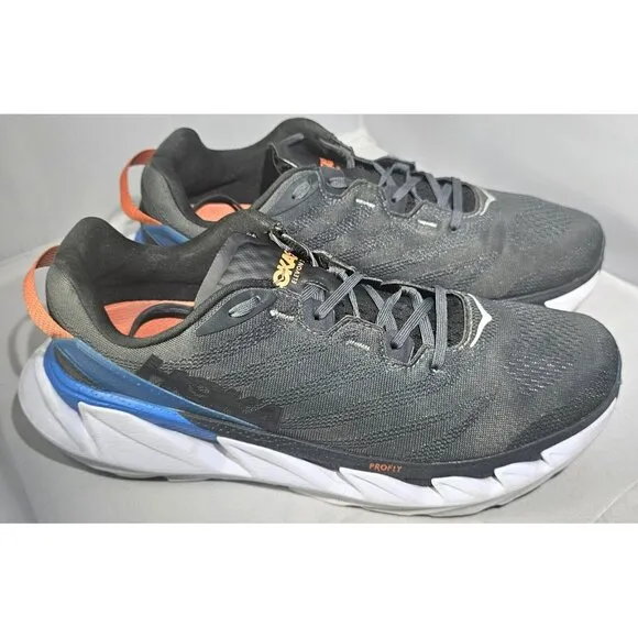 Hoka Men's One ProFly Elevon 2 Grey/Blue/White/Orange Sneakers Size 11.5