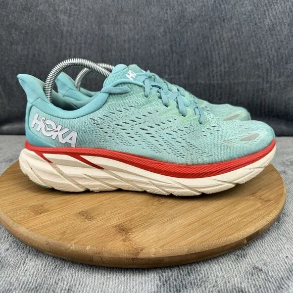 Hoka One Clifton 8 Shoes Womens Size 9.5 B Blue Running Training Comfort Sneaker