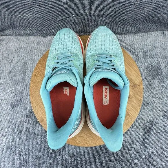 Hoka One Clifton 8 Shoes Womens Size 9.5 B Blue Running Training Comfort Sneaker
