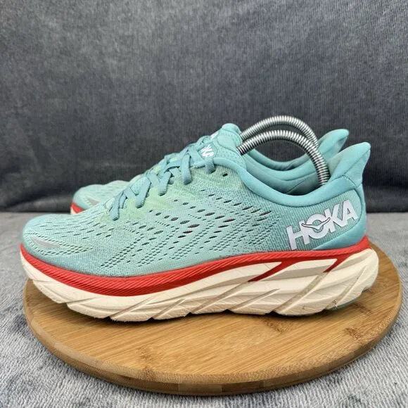 Hoka One Clifton 8 Shoes Womens Size 9.5 B Blue Running Training Comfort Sneaker