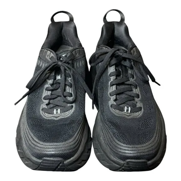 HOKA One One Bondi 6 Black Triple Black Marathon Running Shoes Women's Size 7